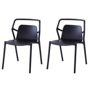 25 Kit 2 Cadeiras Empilhavel Enjoy Rivatti 53 cm -Largura- Polipropileno -PP- Preto com Protecao UV